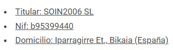 Legal owner details